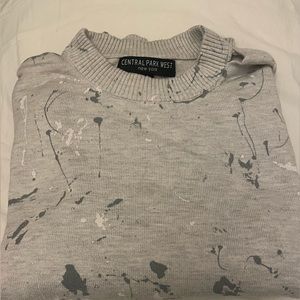 Gray Splatter Paint Sweater with small Neck Cutout From of a Kind shop